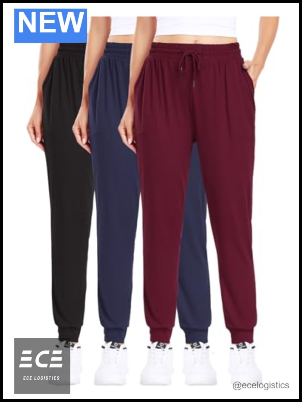 Women's 3Pack Joggers with Pockets Lounge Sweatpants Casual Active Pants